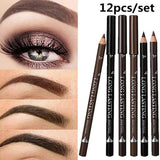 12pcs Waterproof Eye Brow Pencil Black Brown